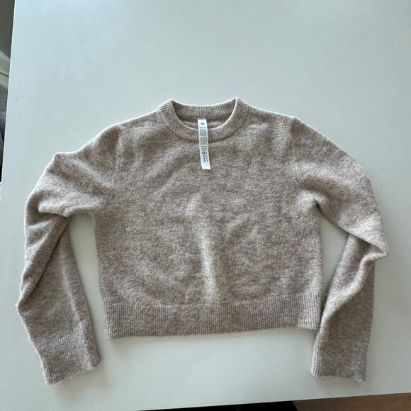lululemon Alpaca Wool-Blend Cropped Sweater Heathered Crepe Sz Large - Picture 2 of 5